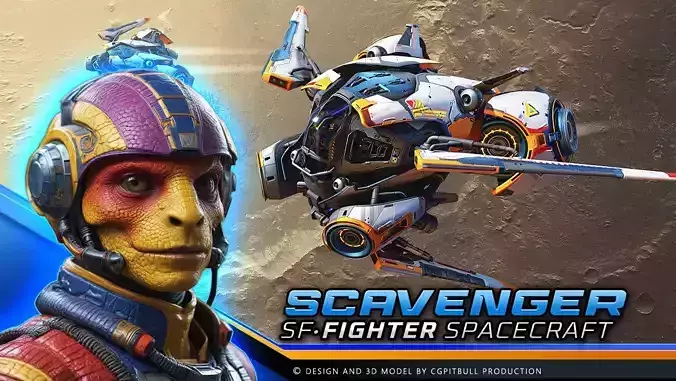 SCAVENGER - Fighter Low-poly 3D model SCAVENGER - Fighter Low-poly 3D model