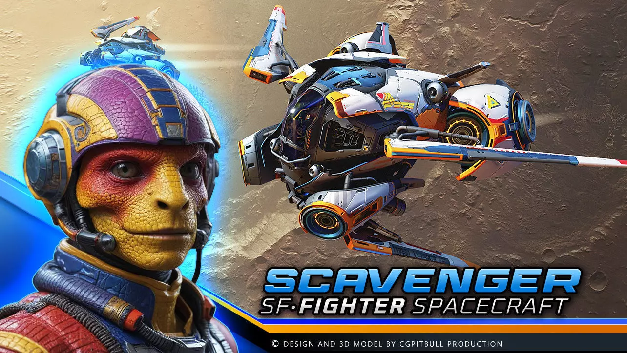 SCAVENGER - Fighter Low-poly 3D model_0