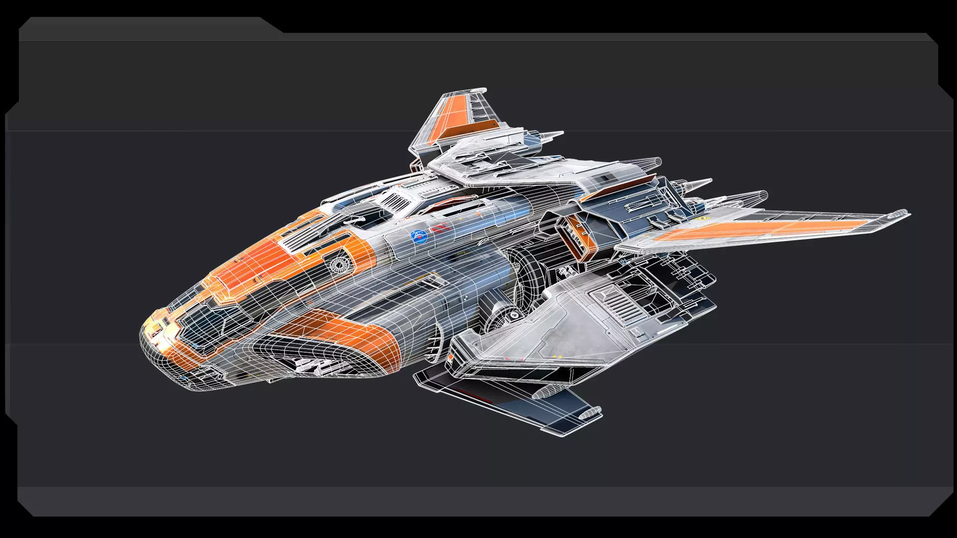 RQ5 - Space Defence Shuttle Low-poly 3D model_11