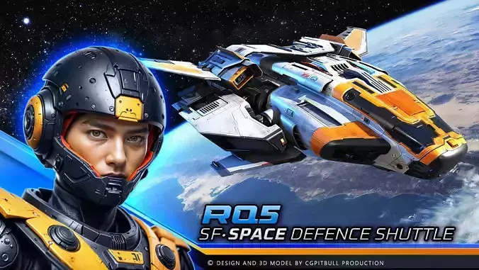 RQ5 - Space Defence Shuttle Low-poly 3D model RQ5 - Space Defence Shuttle Low-poly 3D model