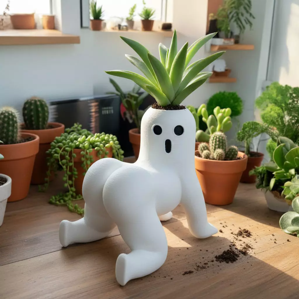 Funny Ghost with a Big Booty - Cute Plant Pot Succulent Planter Free 3D print model