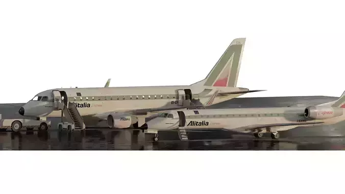 EMBRAER E170 A and EMBRAER E145 3D model