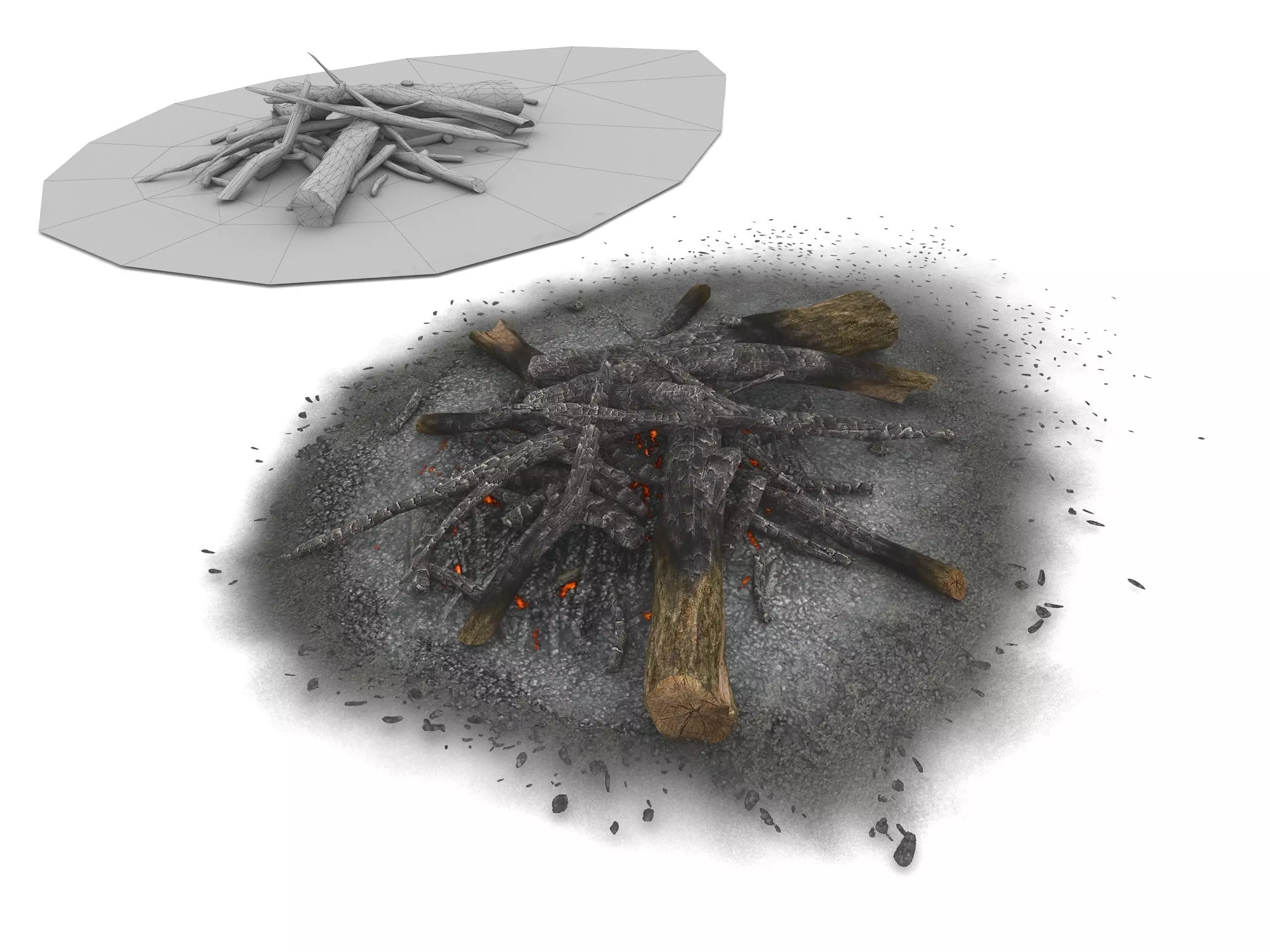 Camp Fire Low-poly 3D model_7