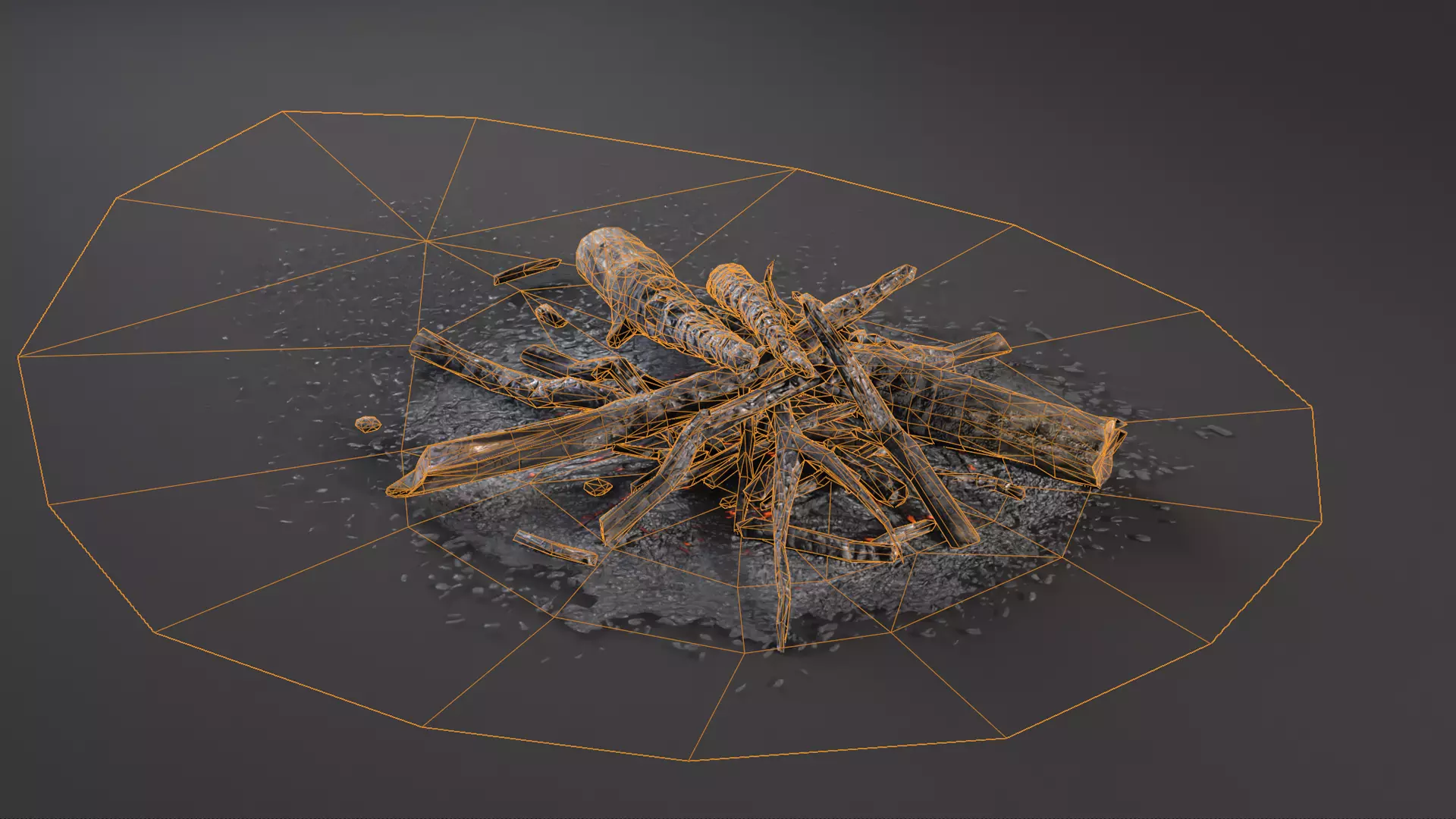Camp Fire Low-poly 3D model_8