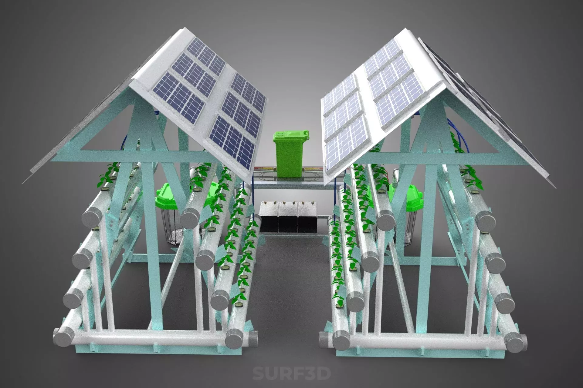 IOT SMART HYDROPONIC SOLAR PANEL POWER FARM PLANT WATER NUTRIENT 3D model_34