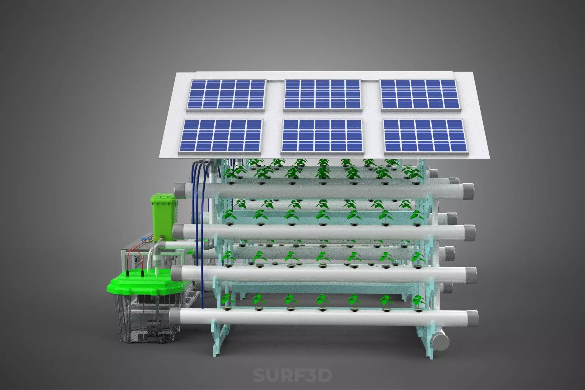 IOT SMART HYDROPONIC SOLAR PANEL POWER FARM PLANT WATER NUTRIENT 3D model_15
