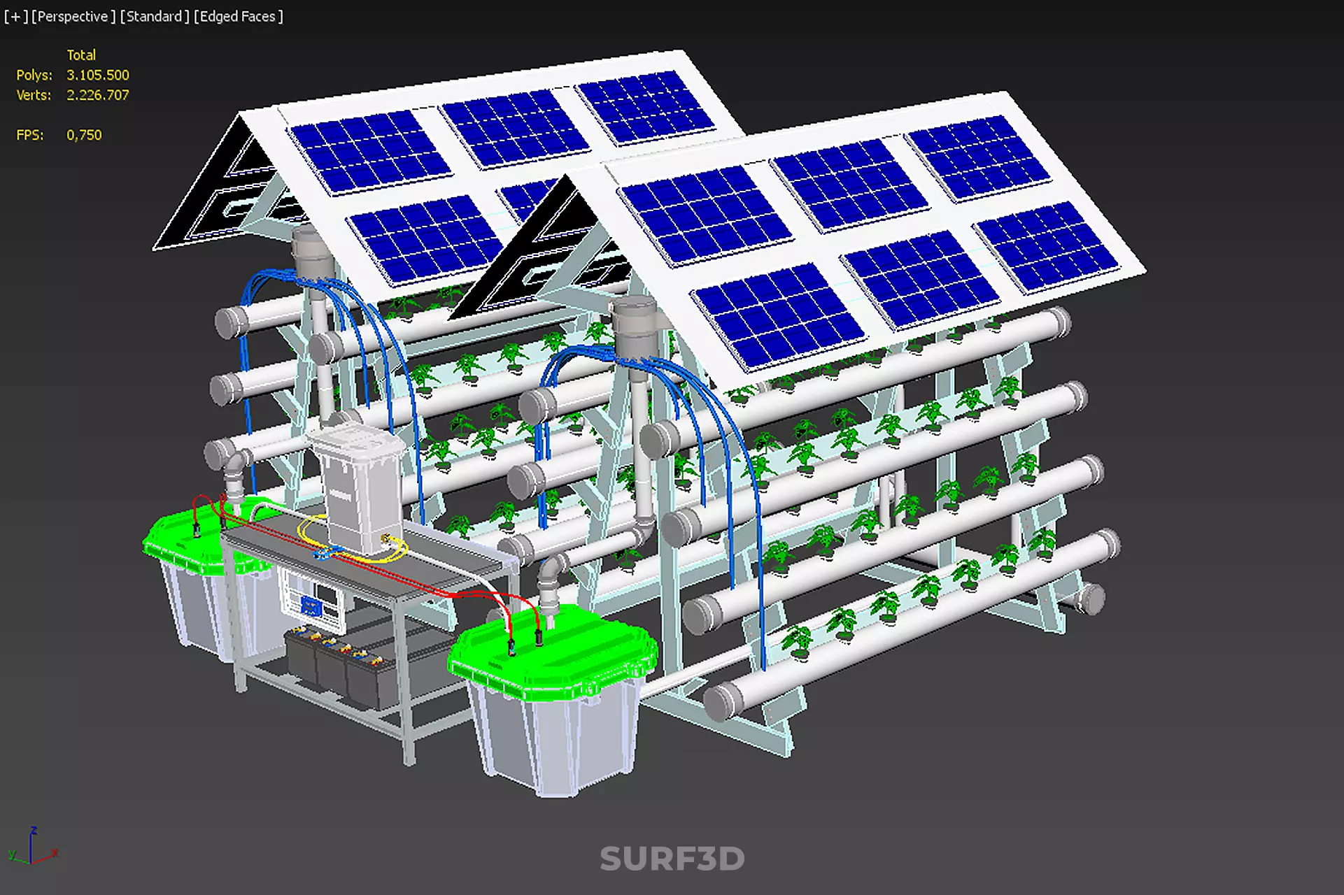IOT SMART HYDROPONIC SOLAR PANEL POWER FARM PLANT WATER NUTRIENT 3D model_37