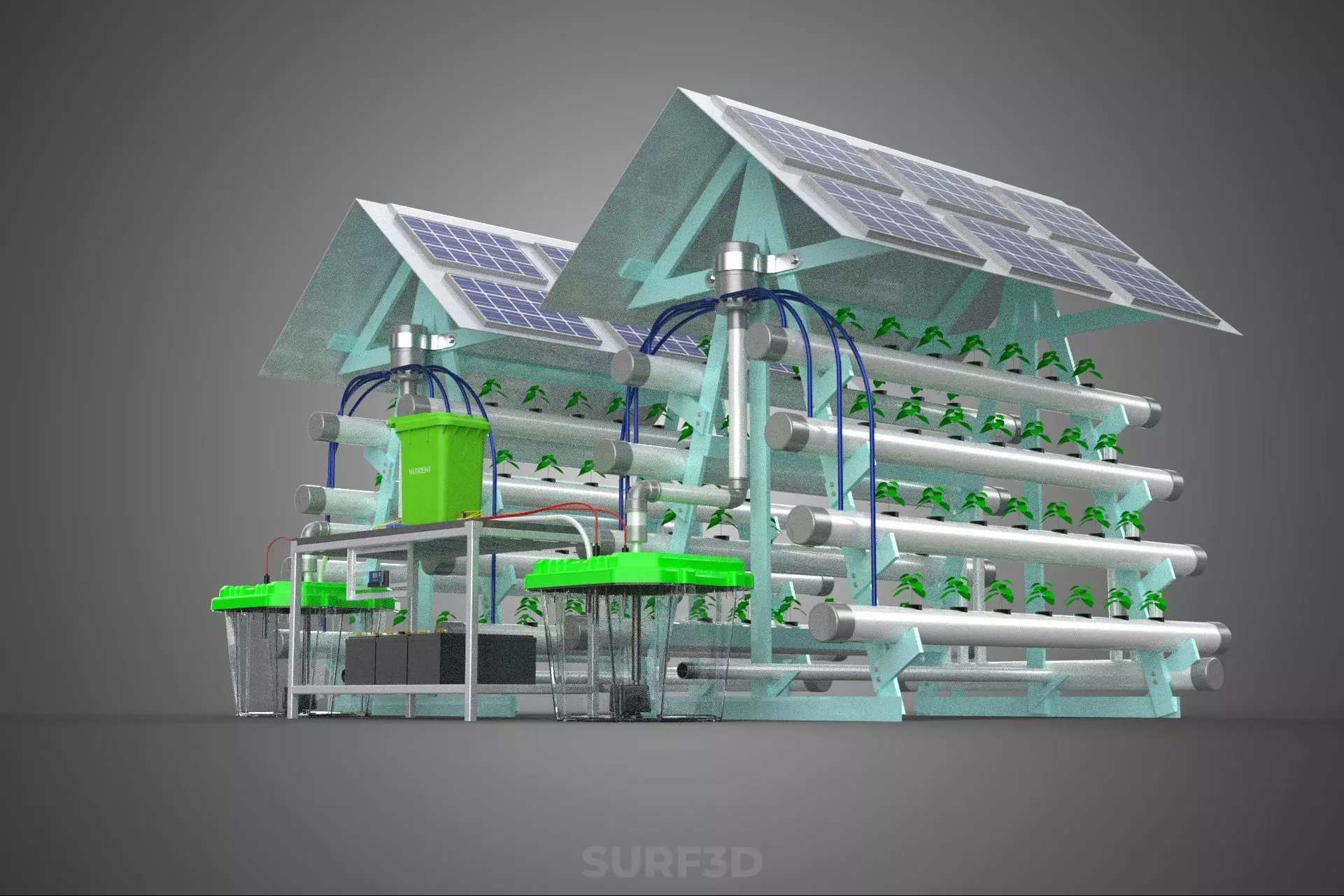 IOT SMART HYDROPONIC SOLAR PANEL POWER FARM PLANT WATER NUTRIENT 3D model_22