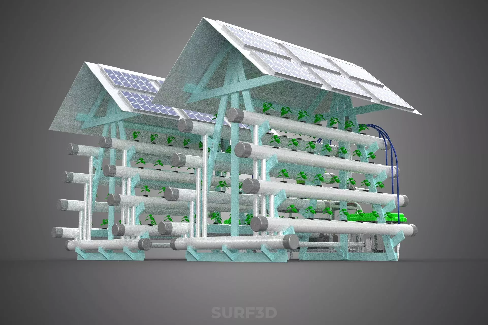 IOT SMART HYDROPONIC SOLAR PANEL POWER FARM PLANT WATER NUTRIENT 3D model_18