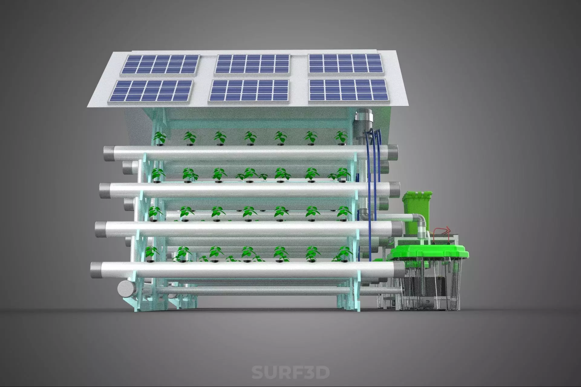 IOT SMART HYDROPONIC SOLAR PANEL POWER FARM PLANT WATER NUTRIENT 3D model_19
