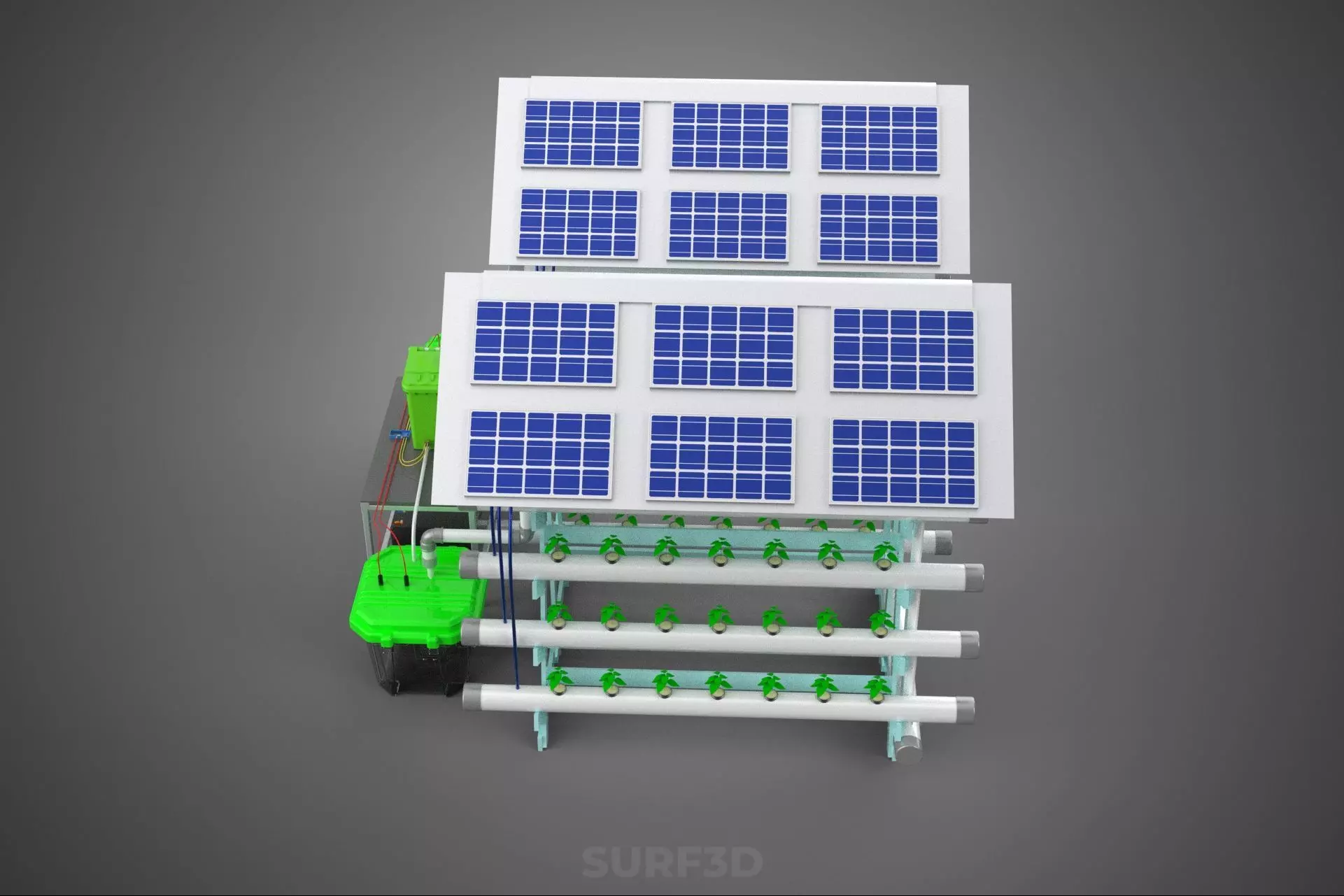 IOT SMART HYDROPONIC SOLAR PANEL POWER FARM PLANT WATER NUTRIENT 3D model_7