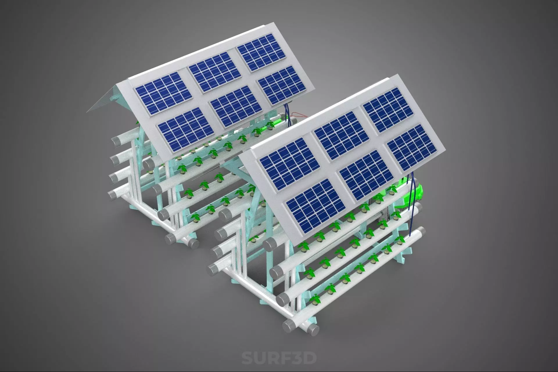 IOT SMART HYDROPONIC SOLAR PANEL POWER FARM PLANT WATER NUTRIENT 3D model_2