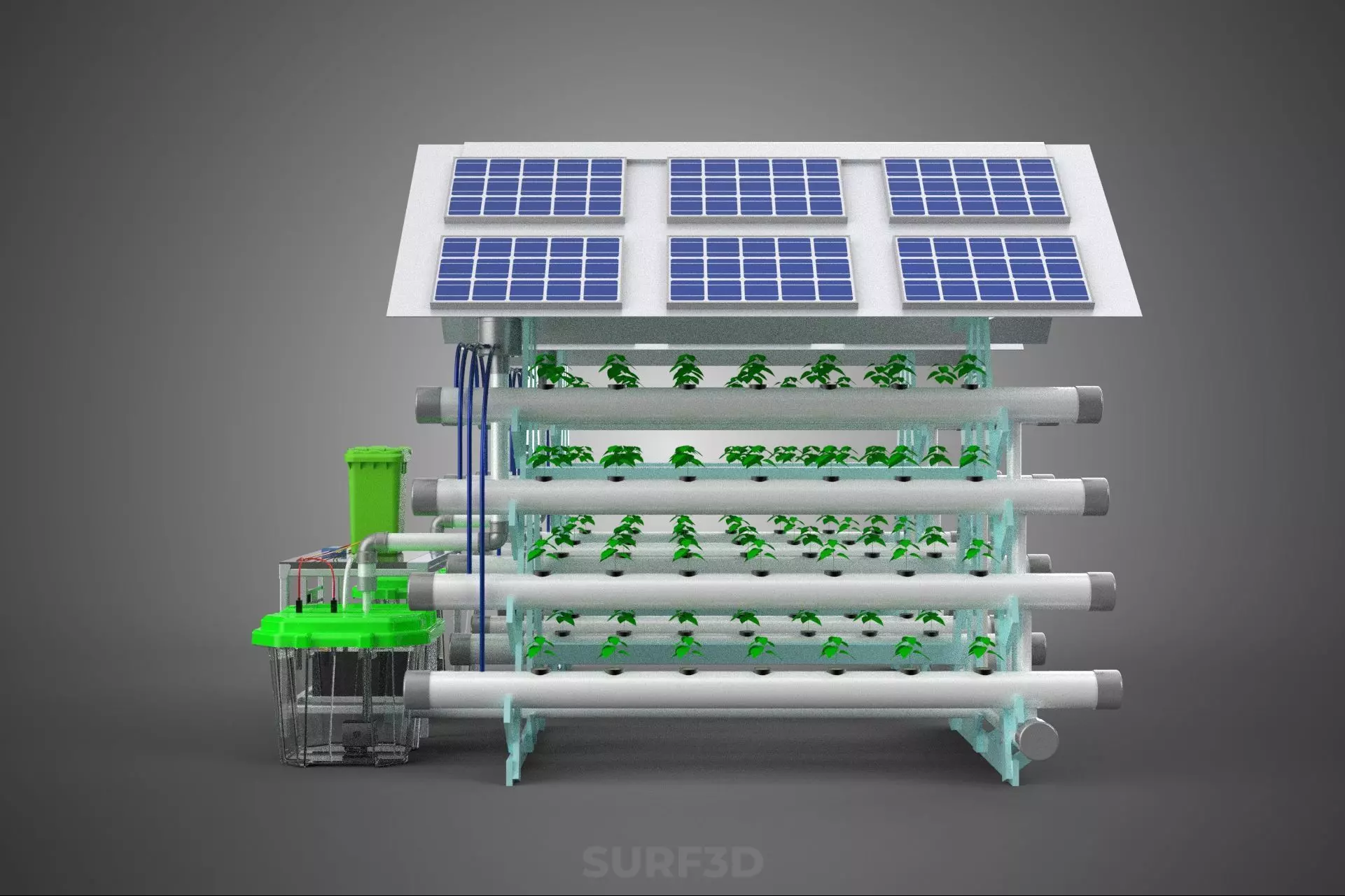 IOT SMART HYDROPONIC SOLAR PANEL POWER FARM PLANT WATER NUTRIENT 3D model_29