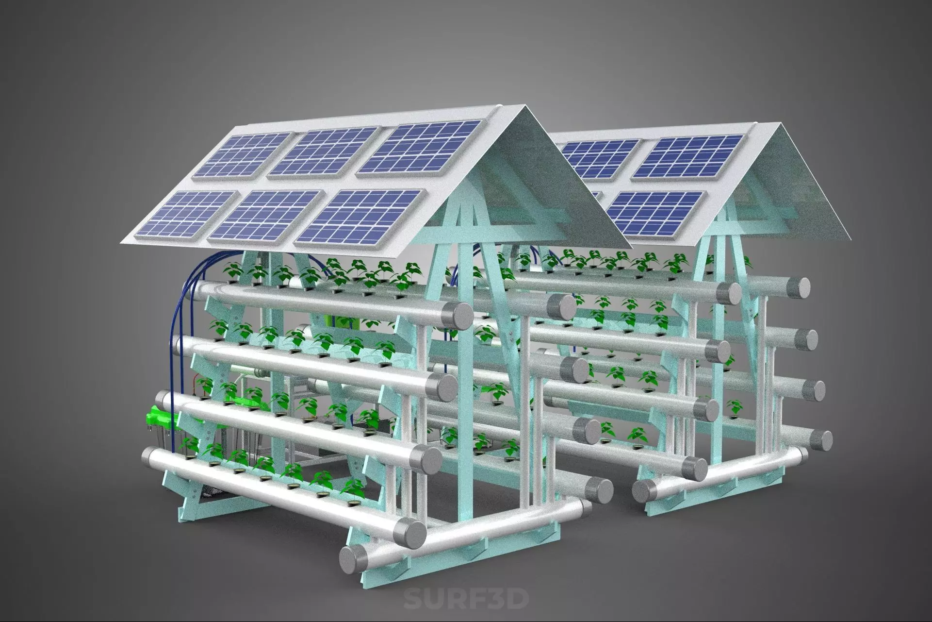 IOT SMART HYDROPONIC SOLAR PANEL POWER FARM PLANT WATER NUTRIENT 3D model_16