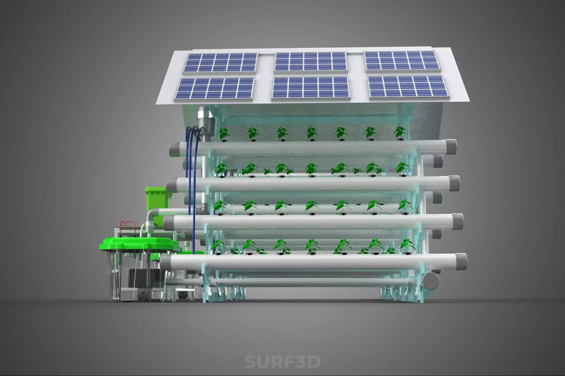 IOT SMART HYDROPONIC SOLAR PANEL POWER FARM PLANT WATER NUTRIENT 3D model_23