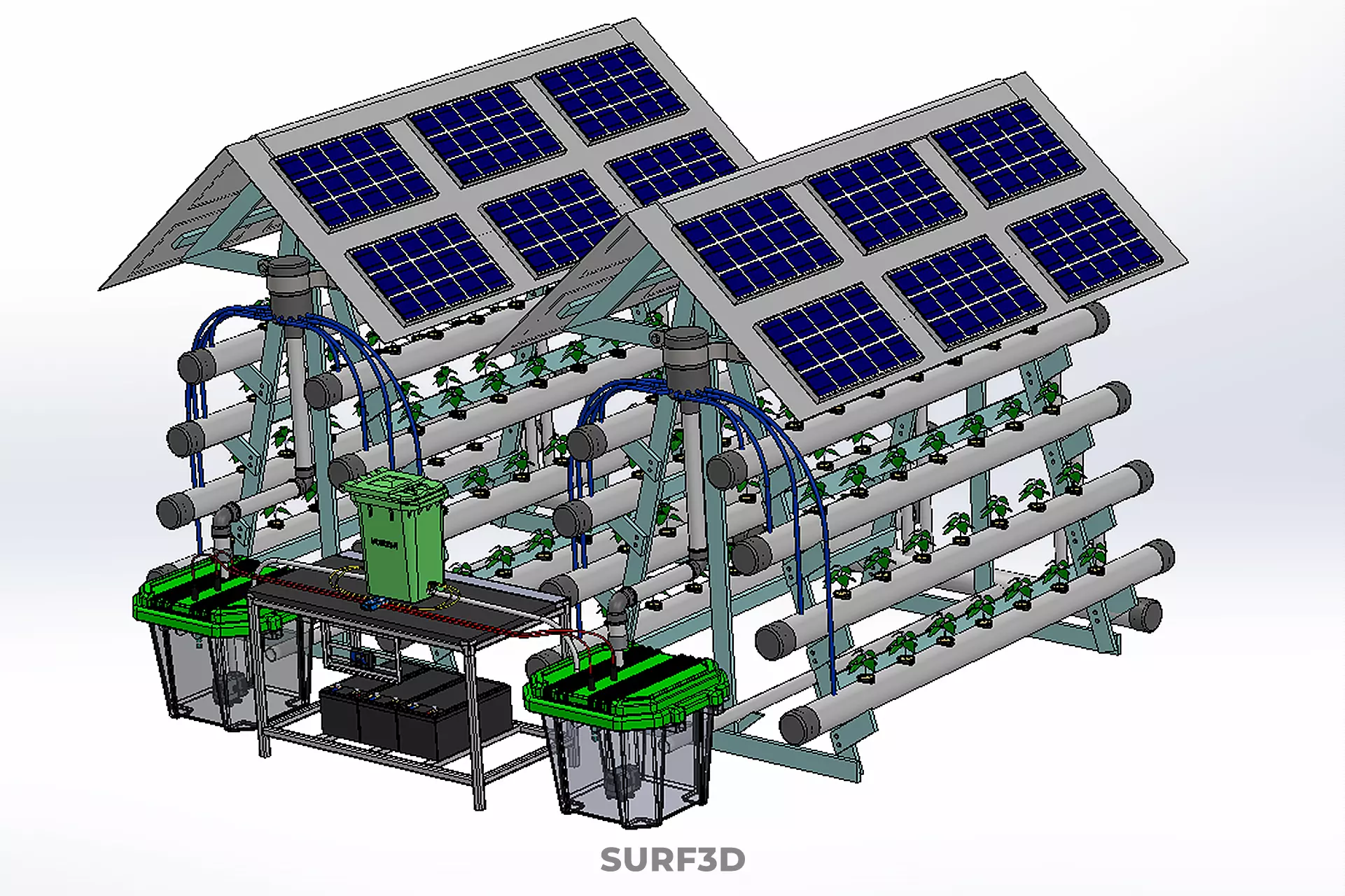 IOT SMART HYDROPONIC SOLAR PANEL POWER FARM PLANT WATER NUTRIENT 3D model_38