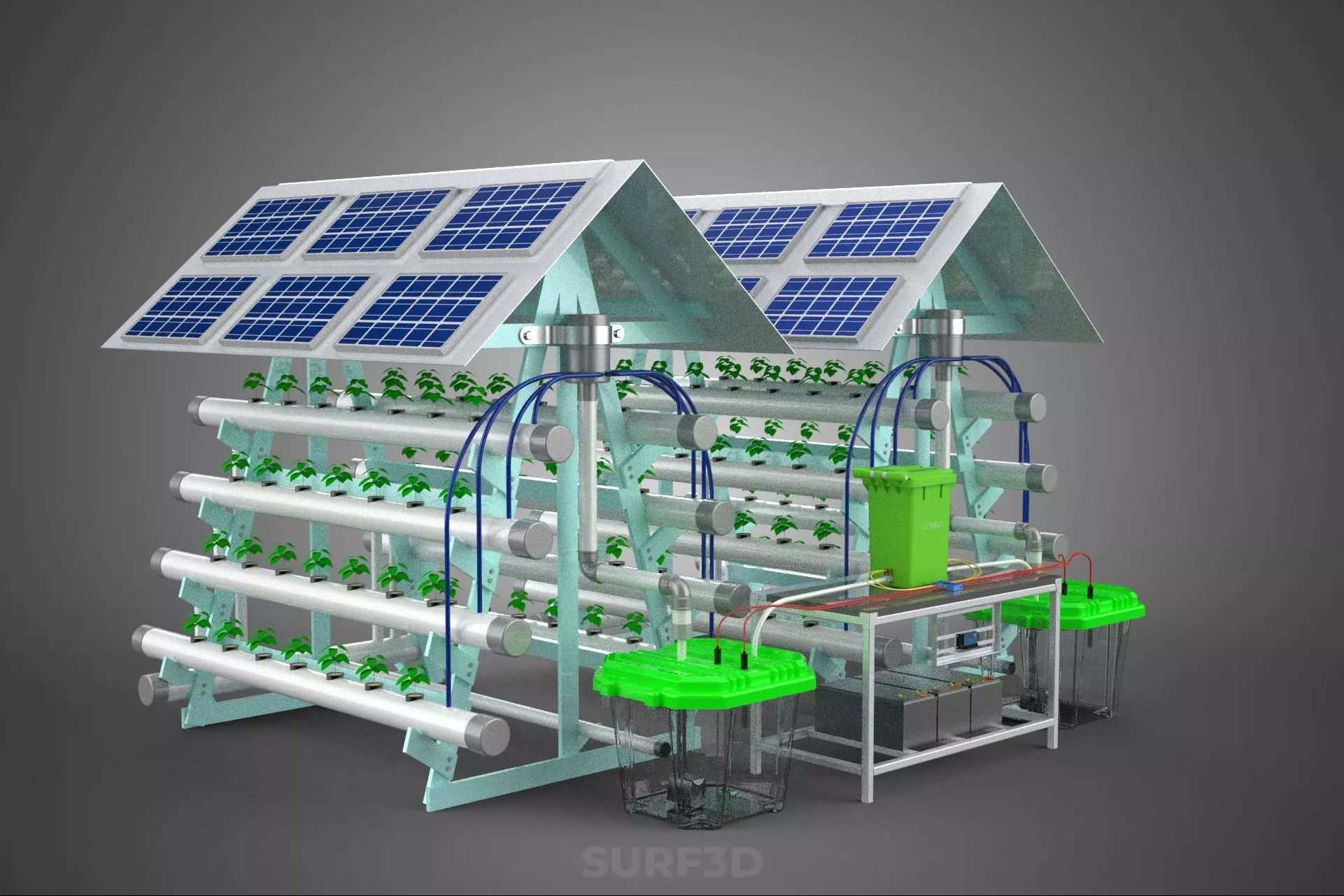 IOT SMART HYDROPONIC SOLAR PANEL POWER FARM PLANT WATER NUTRIENT 3D model_12