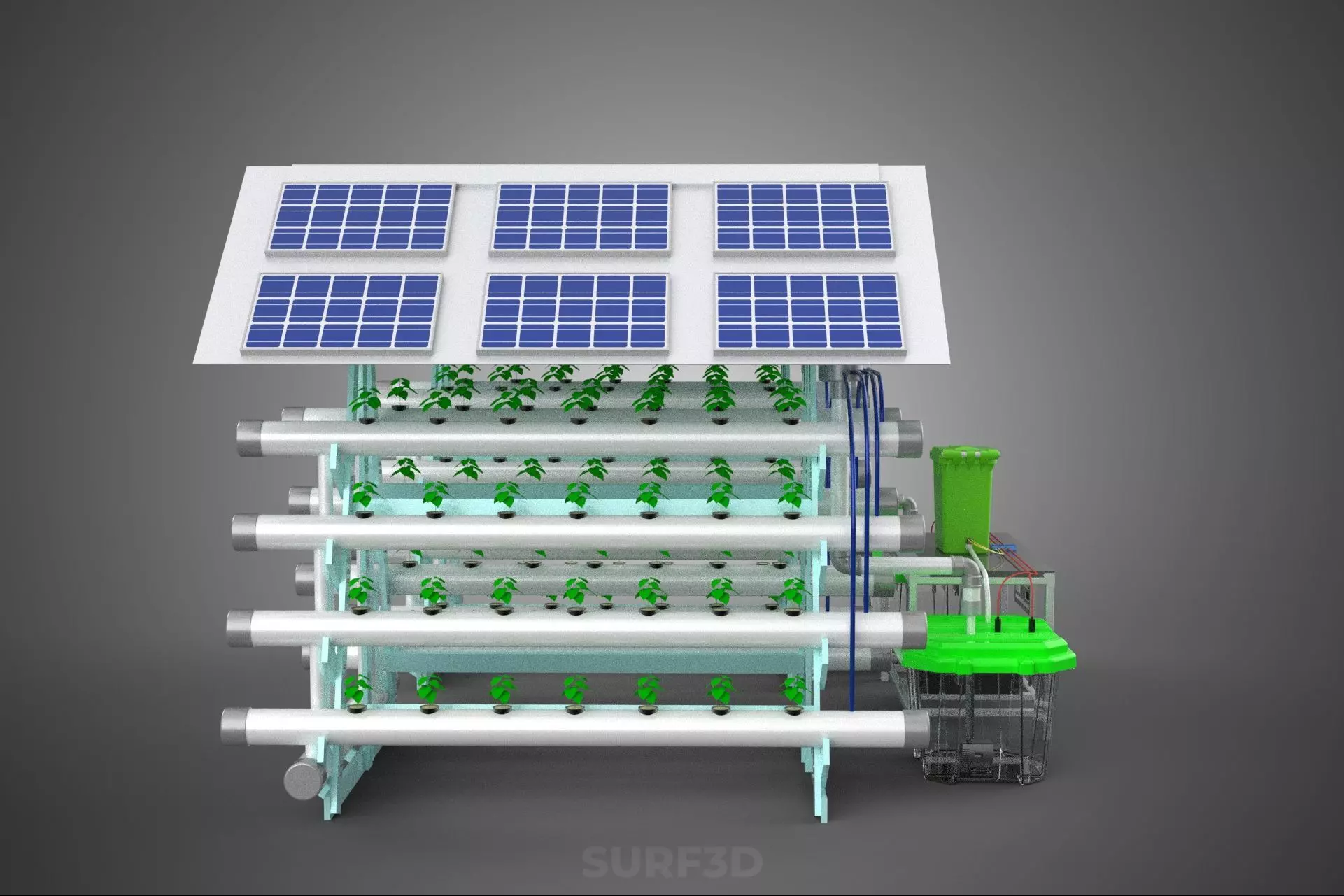 IOT SMART HYDROPONIC SOLAR PANEL POWER FARM PLANT WATER NUTRIENT 3D model_11