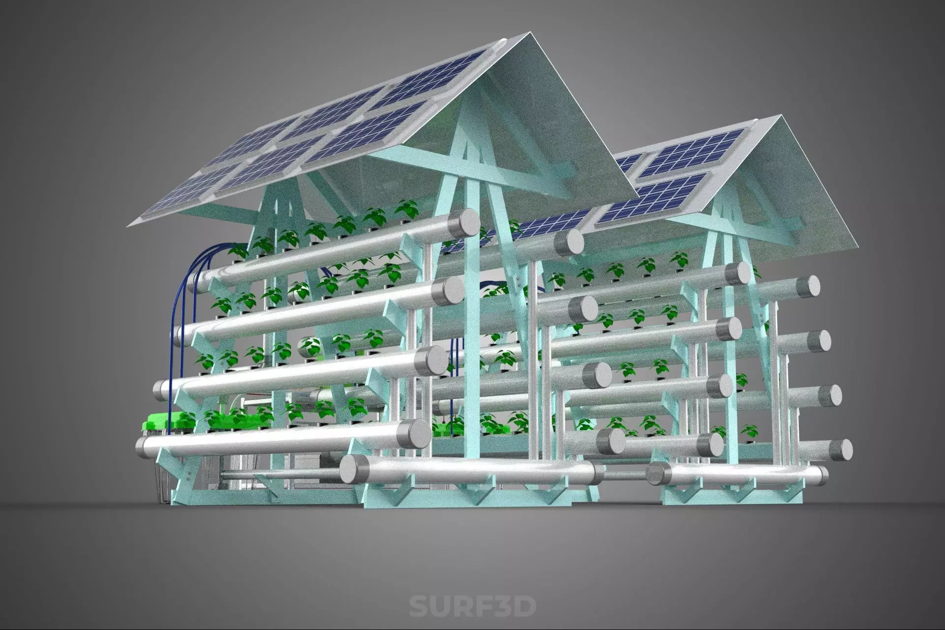 IOT SMART HYDROPONIC SOLAR PANEL POWER FARM PLANT WATER NUTRIENT 3D model_24