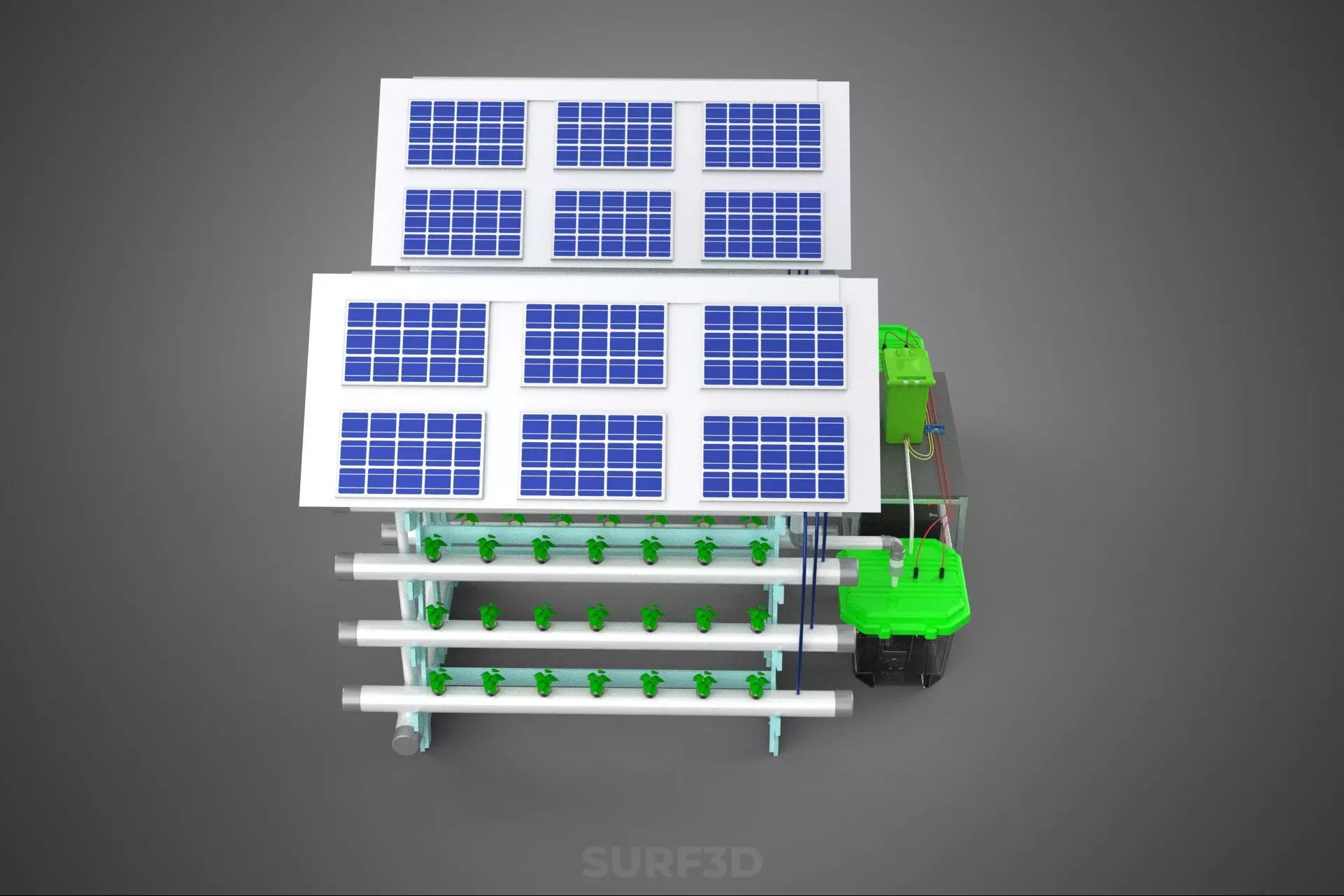 IOT SMART HYDROPONIC SOLAR PANEL POWER FARM PLANT WATER NUTRIENT 3D model_3
