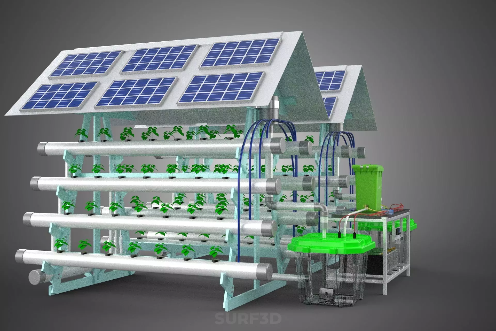 IOT SMART HYDROPONIC SOLAR PANEL POWER FARM PLANT WATER NUTRIENT 3D model_28
