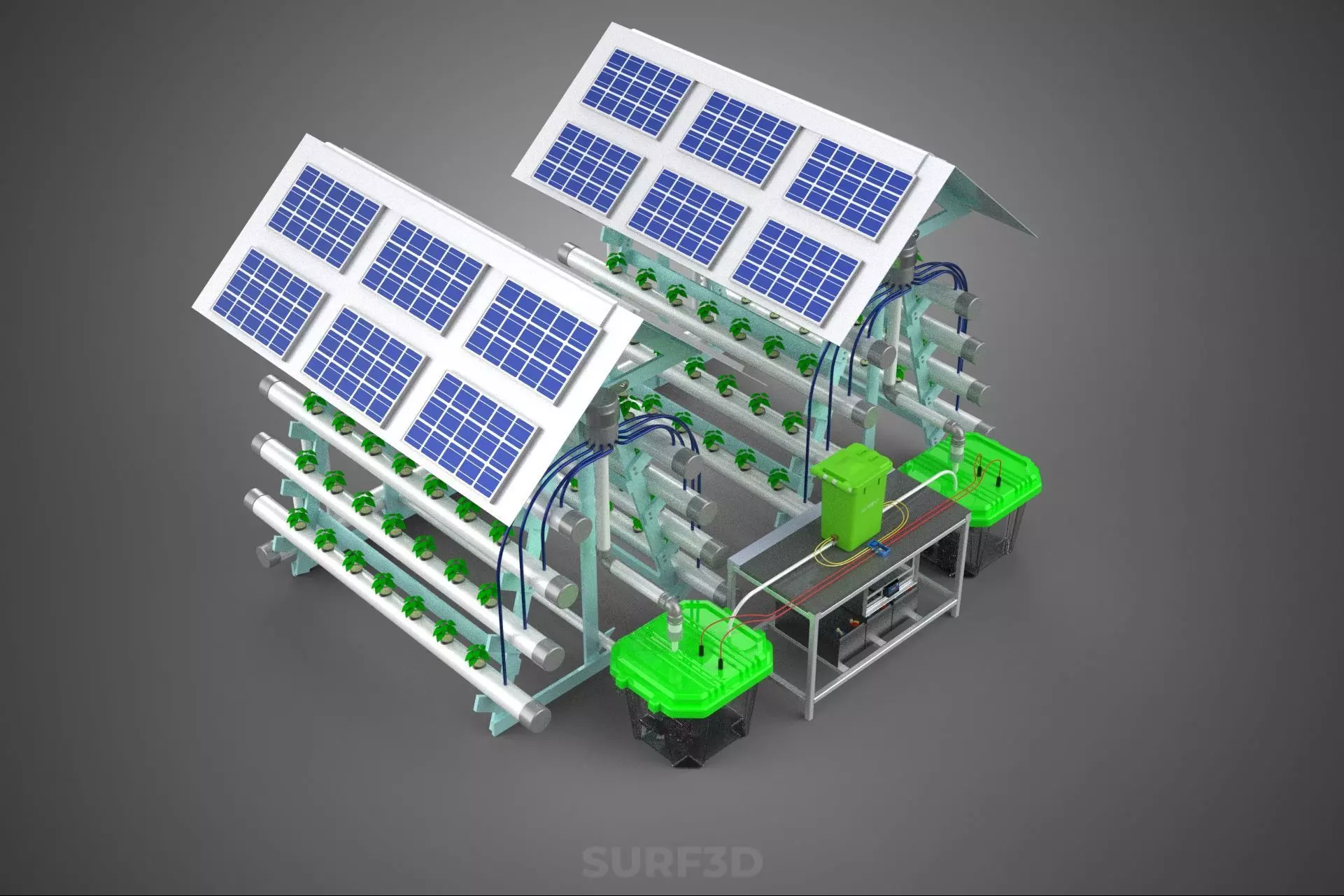 IOT SMART HYDROPONIC SOLAR PANEL POWER FARM PLANT WATER NUTRIENT 3D model_4