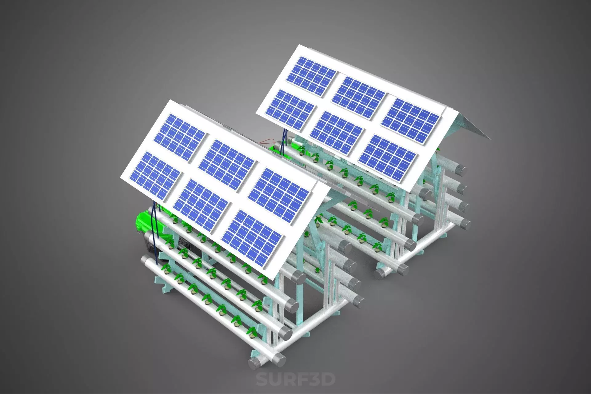 IOT SMART HYDROPONIC SOLAR PANEL POWER FARM PLANT WATER NUTRIENT 3D model_35