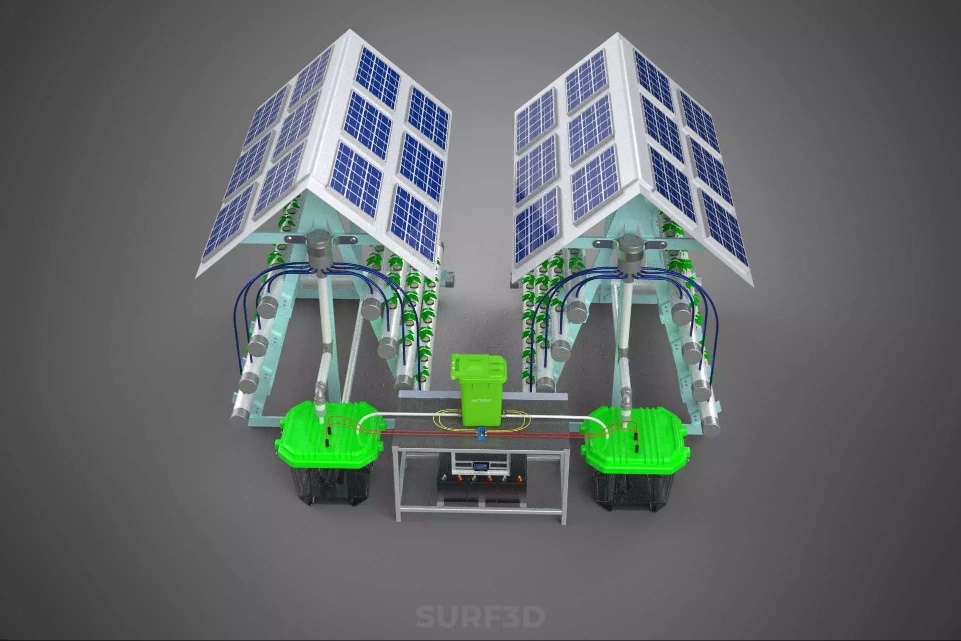 IOT SMART HYDROPONIC SOLAR PANEL POWER FARM PLANT WATER NUTRIENT 3D model_5