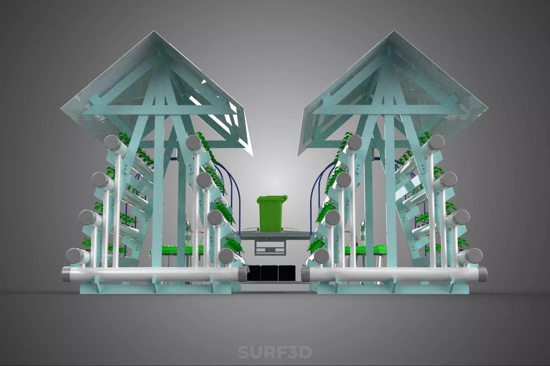 IOT SMART HYDROPONIC SOLAR PANEL POWER FARM PLANT WATER NUTRIENT 3D model_17