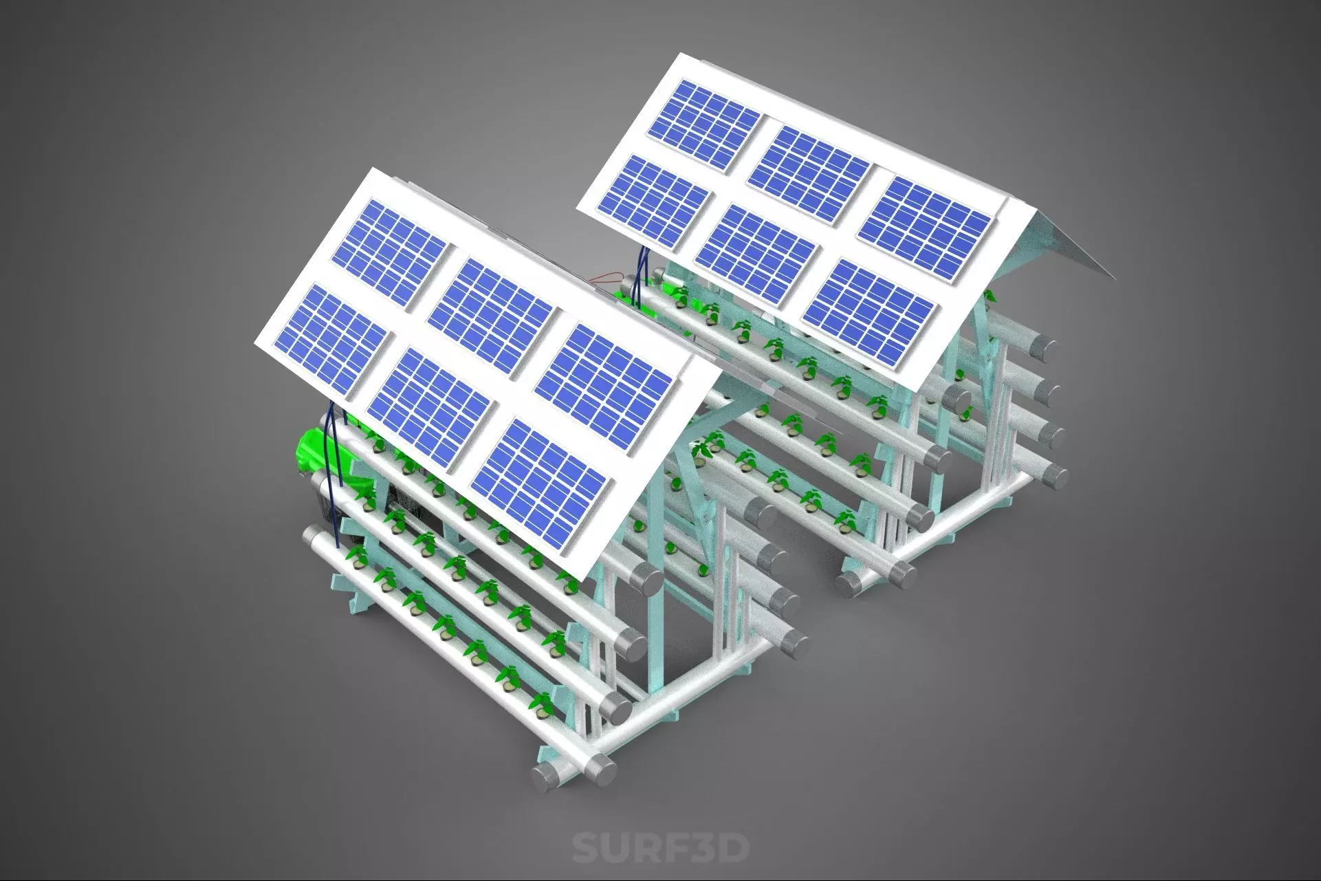 IOT SMART HYDROPONIC SOLAR PANEL POWER FARM PLANT WATER NUTRIENT 3D model_8