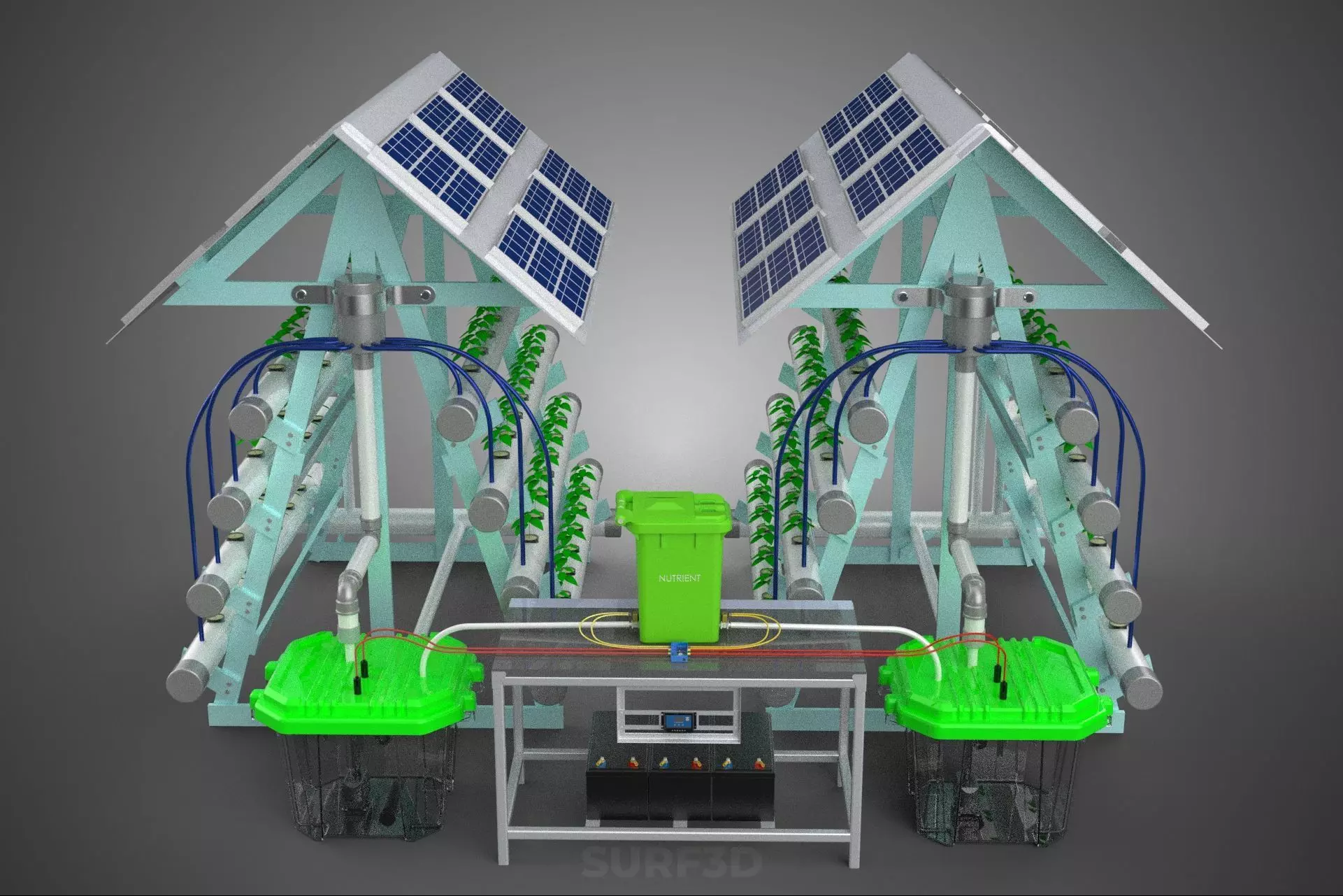 IOT SMART HYDROPONIC SOLAR PANEL POWER FARM PLANT WATER NUTRIENT 3D model_32