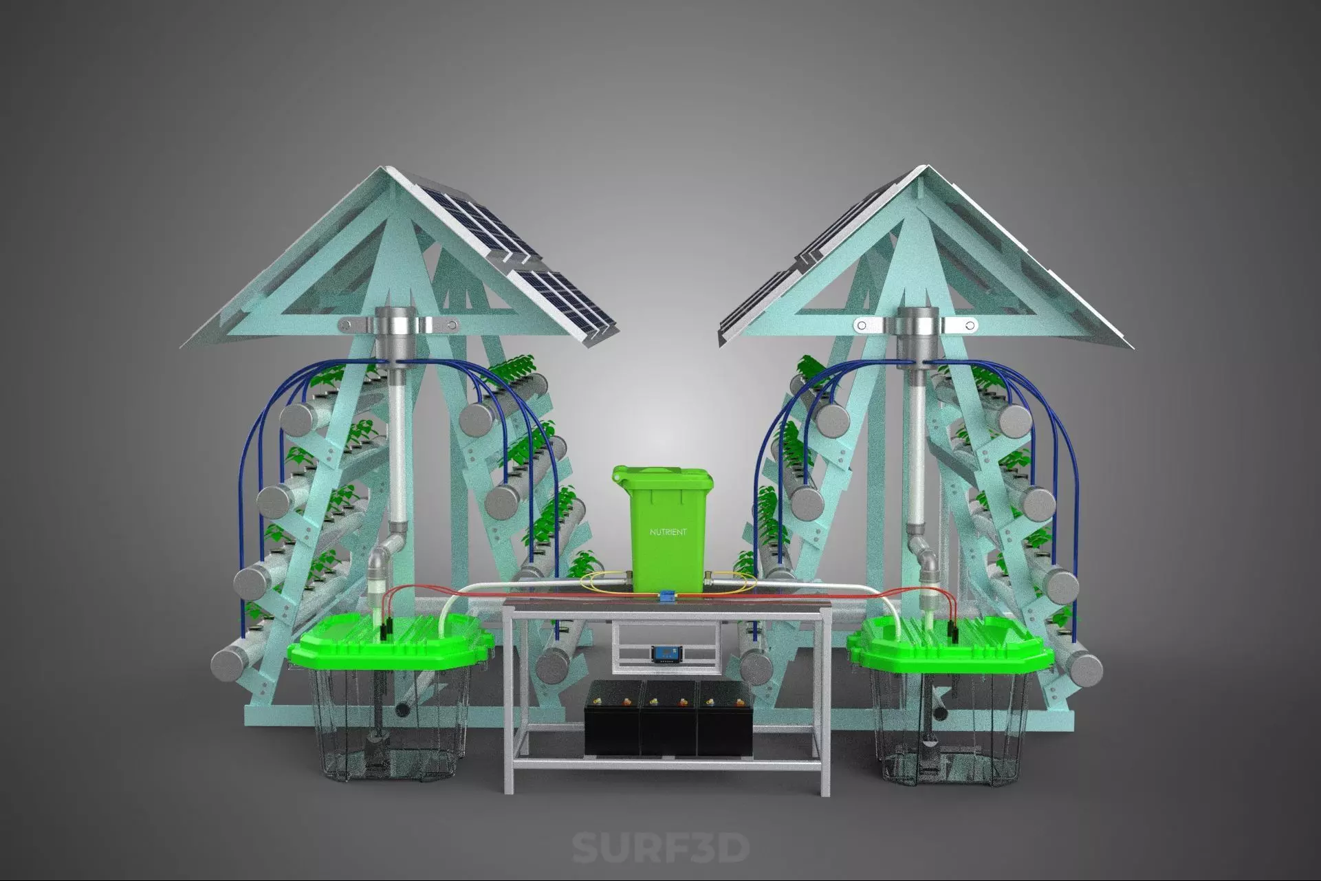 IOT SMART HYDROPONIC SOLAR PANEL POWER FARM PLANT WATER NUTRIENT 3D model_13