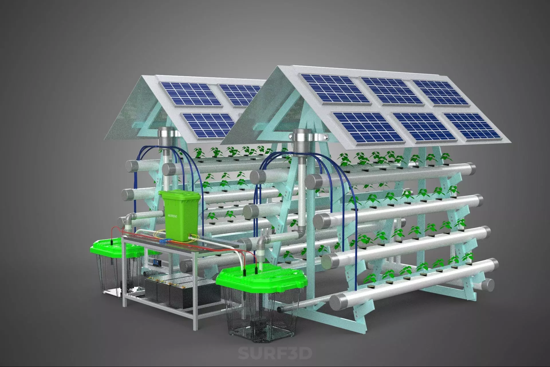 IOT SMART HYDROPONIC SOLAR PANEL POWER FARM PLANT WATER NUTRIENT 3D model_14