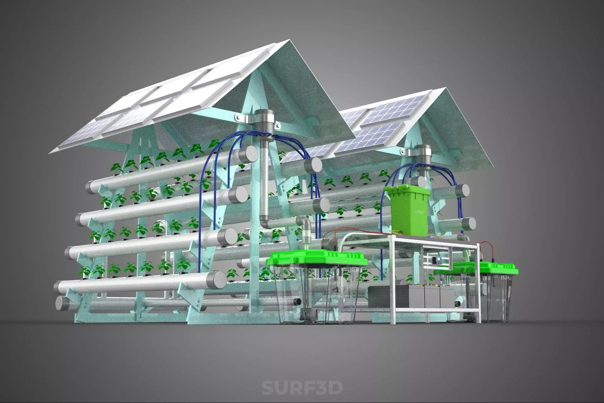 IOT SMART HYDROPONIC SOLAR PANEL POWER FARM PLANT WATER NUTRIENT 3D model_20