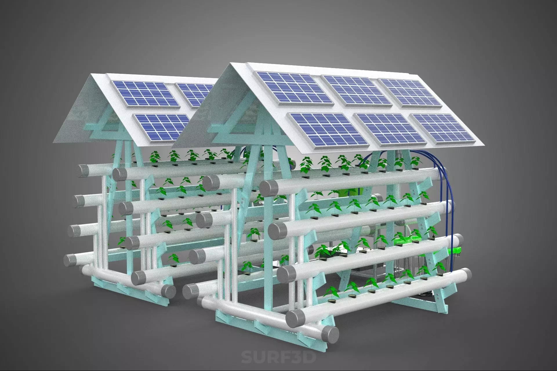 IOT SMART HYDROPONIC SOLAR PANEL POWER FARM PLANT WATER NUTRIENT 3D model_10