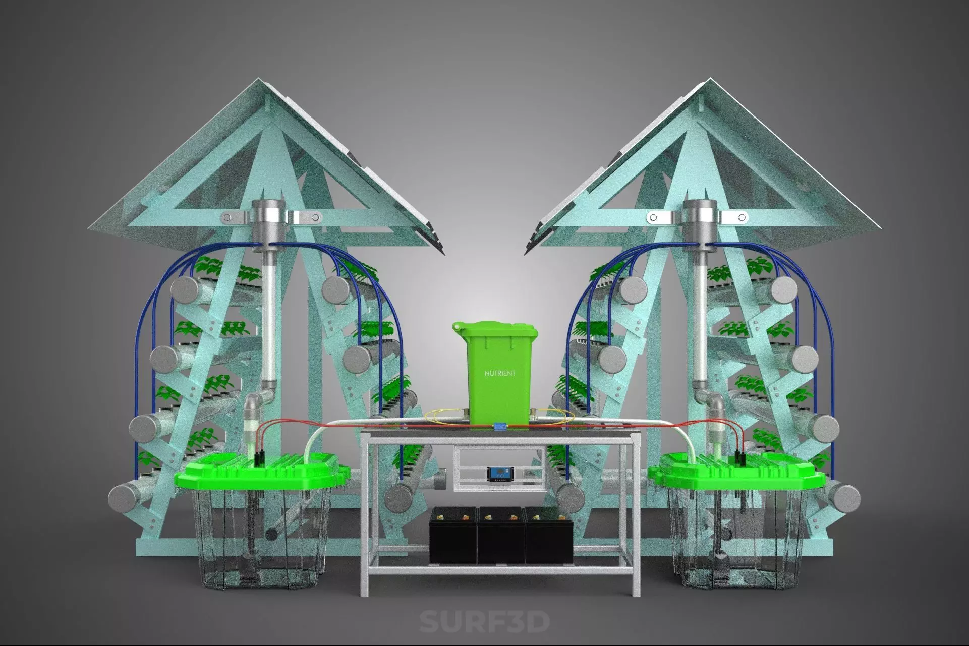 IOT SMART HYDROPONIC SOLAR PANEL POWER FARM PLANT WATER NUTRIENT 3D model_31