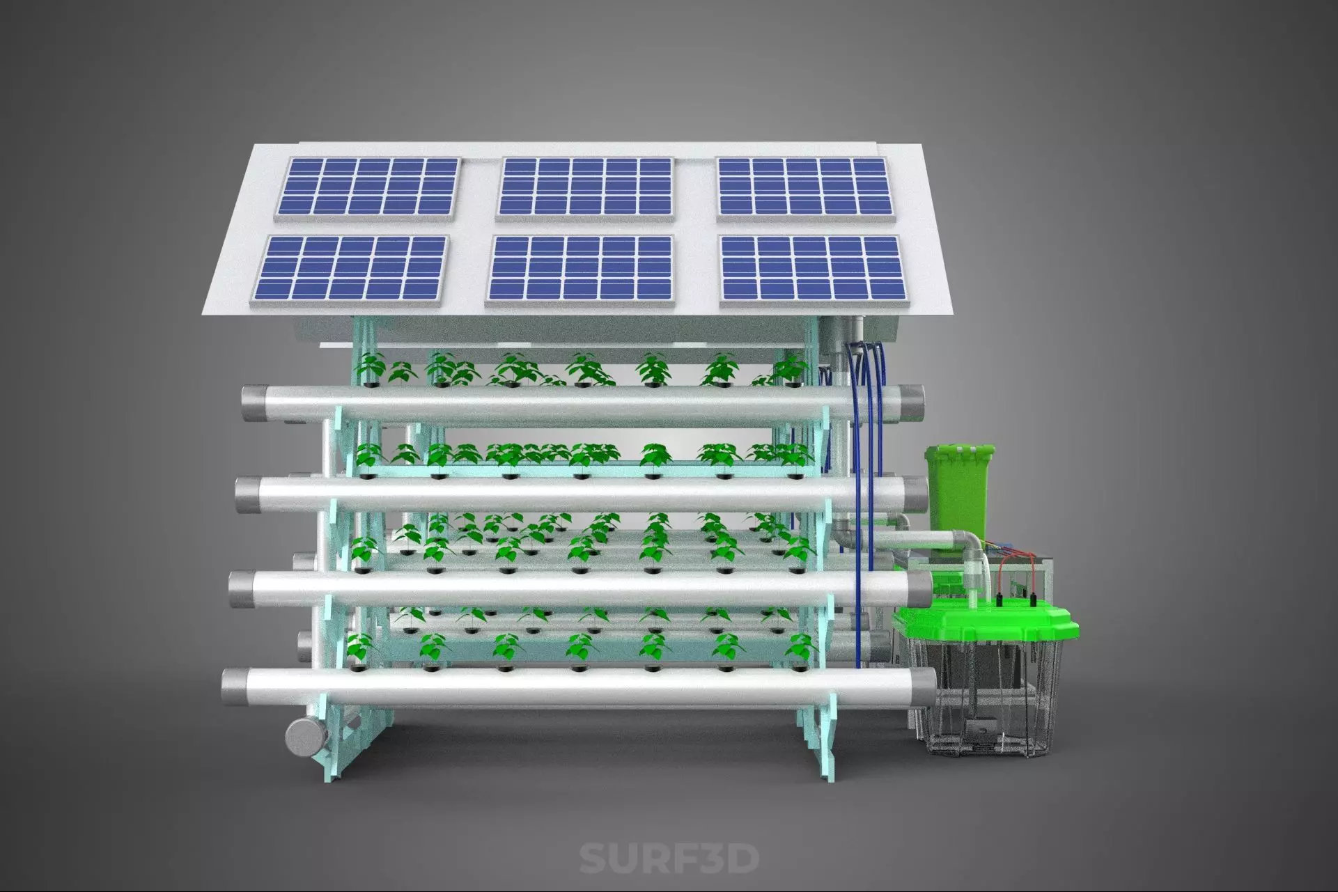 IOT SMART HYDROPONIC SOLAR PANEL POWER FARM PLANT WATER NUTRIENT 3D model_27