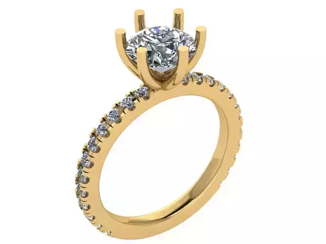 Solitaire Ring with Pave band