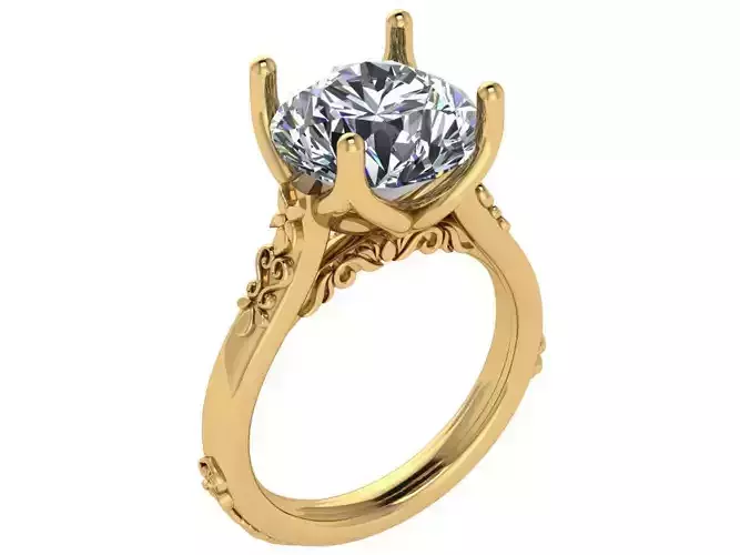 Soliraire Ring with Floral Accents