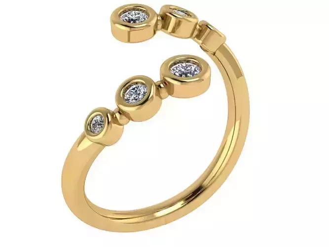 Twisted open Ring with Six Bezel setting stones