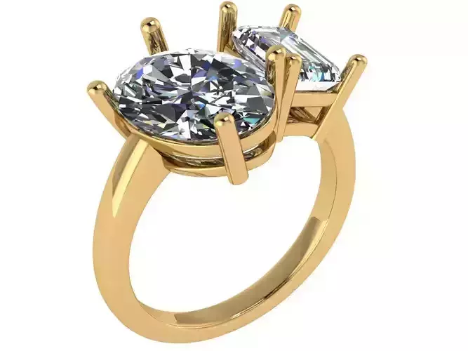 Dual Gemstone Ring - Oval and Emerald