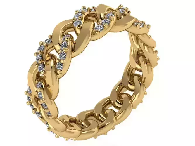 Chain Ring with diamonds set along the chain links