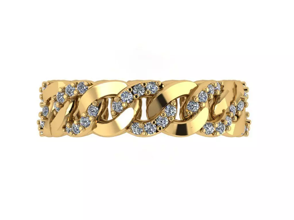 Chain Ring with diamonds set along the chain links 3D print model_2