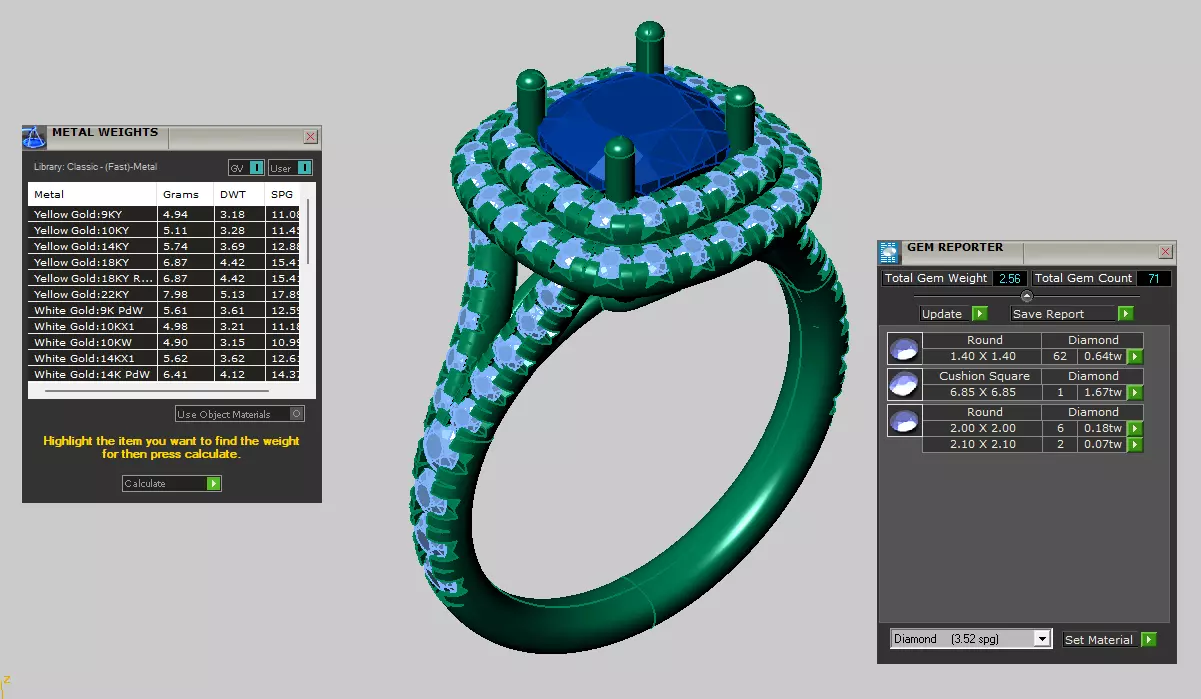 Oval shaped Ring with double halo and half split band 3D print model_5