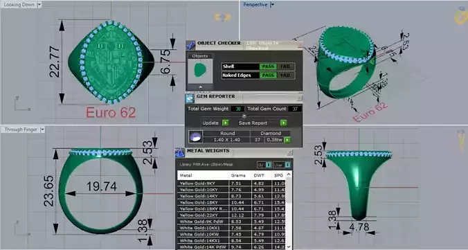 Johns Hopkins University Yellow Gold stl Ring Model mr0267