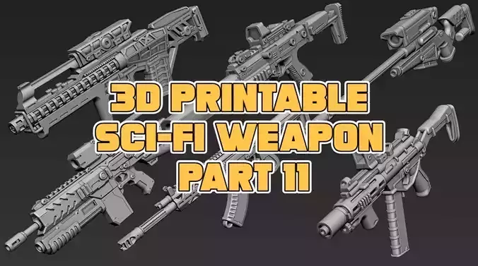 3D Printable Sci-Fi Weapon Part 11 3D model