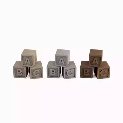 Wooden ABC Blocks Set Low-poly 3D model