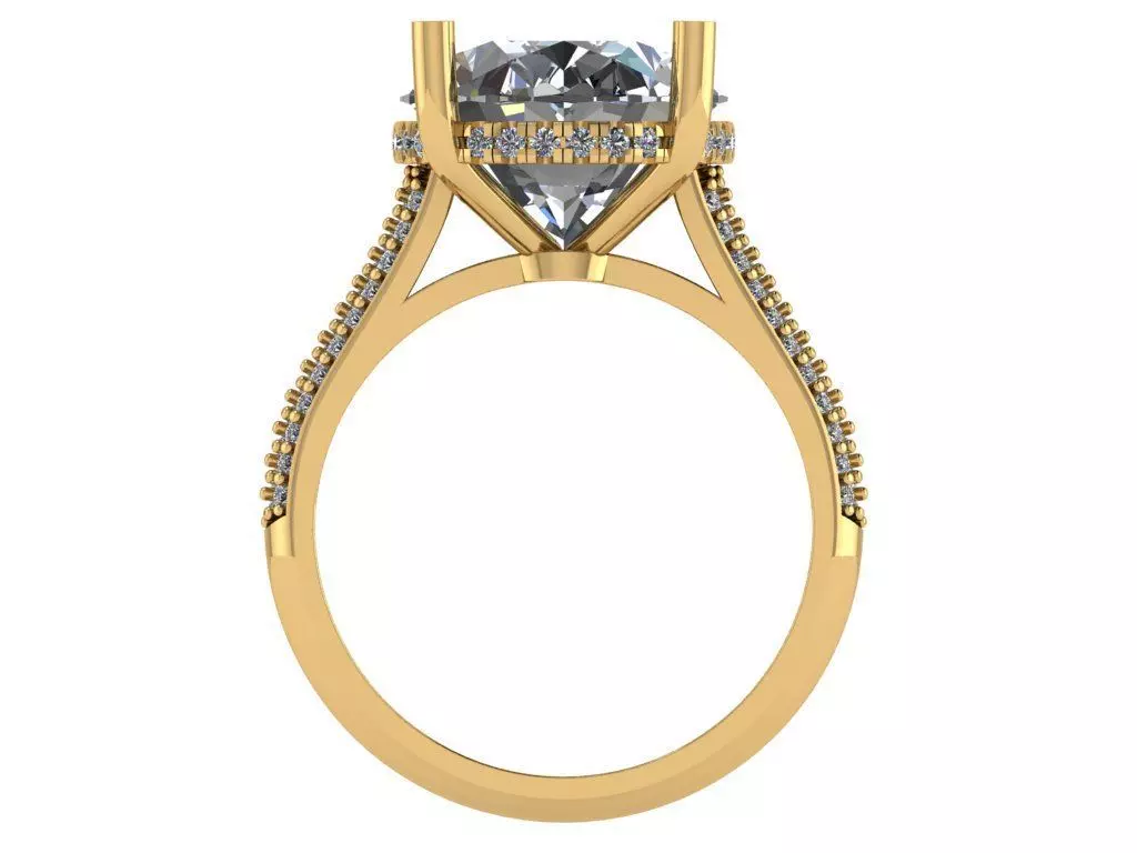 Oval shaped Ring with under Halo and pave setting on the shank 3D print model_1