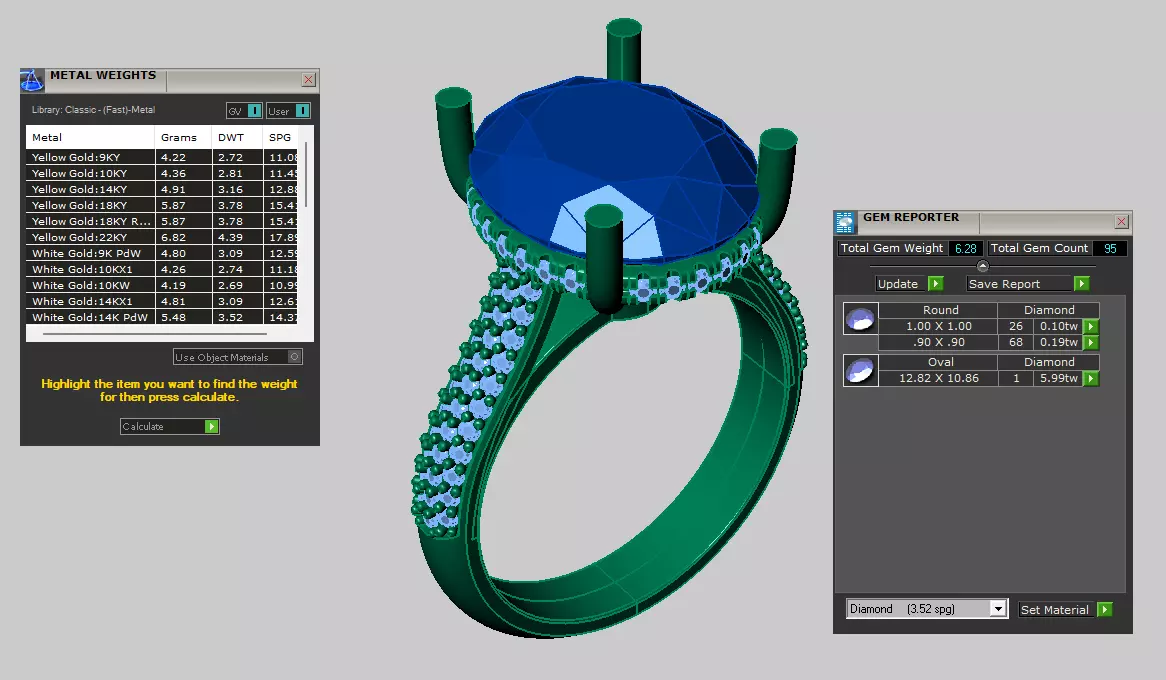 Oval shaped Ring with under Halo and pave setting on the shank 3D print model_5