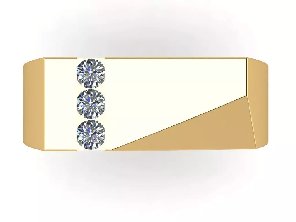 Modern Flat top Ring with Bezel setting one one side 3D print model_2